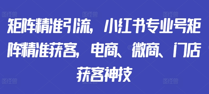 矩阵精准引流，小红书专业号矩阵精准获客，电商、微商、门店获客神技-爱找项目网