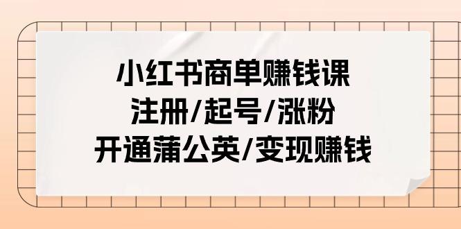 小红书商单赚钱课：注册/起号/涨粉/开通蒲公英/变现赚钱(25节课)-爱找项目网