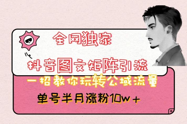 全网独家抖音图文矩阵引流，一招教你玩转公域流量，单号半月涨粉10w+【揭秘】-爱找项目网