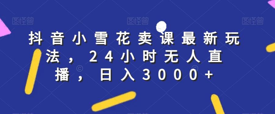 抖音小雪花卖课最新玩法，24小时无人直播，日入3000+【揭秘】-爱找项目网