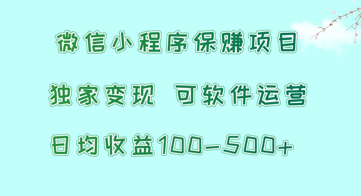 微信小程序保赚项目，日均收益100~500+，独家变现，可软件运营-爱找项目网