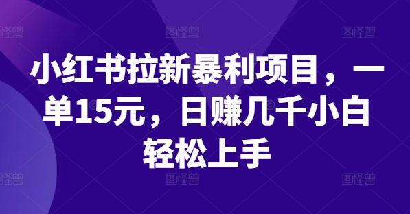 小红书拉新暴利项目，一单15元，日赚几千小白轻松上手【揭秘】-爱找项目网
