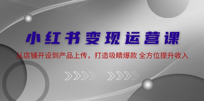 小红书变现运营课：从店铺开设到产品上传，打造吸睛爆款 全方位提升收入-爱找项目网