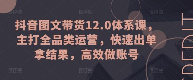 抖音图文带货12.0体系课，主打全品类运营，快速出单拿结果，高效做账号-爱找项目网