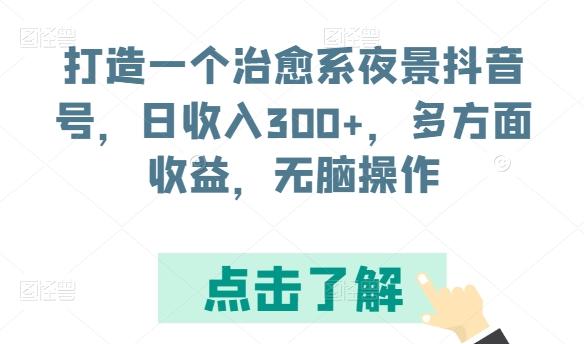 打造一个治愈系夜景抖音号，日收入300+，多方面收益，无脑操作【揭秘】-爱找项目网