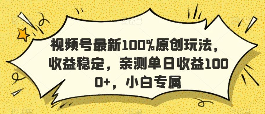 视频号最新100%原创玩法，收益稳定，亲测单日收益1000+，小白专属【揭秘】-爱找项目网