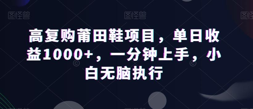 高复购莆田鞋项目，单日收益1000+，一分钟上手，小白无脑执行-爱找项目网