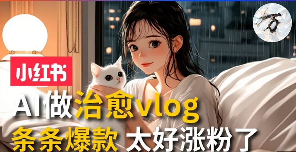 AI治愈系vlog动画视频，小红书1个月轻松涨粉破万，商单报价1500+日入2000+-爱找项目网