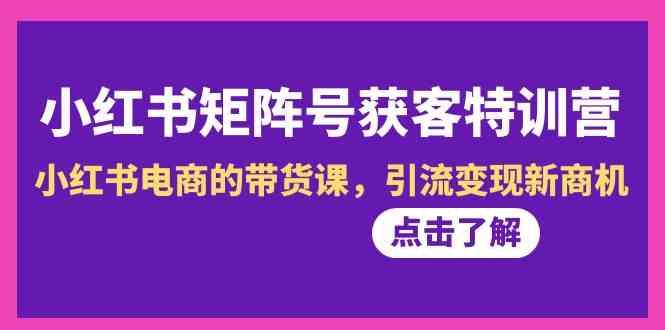 小红书矩阵号获客特训营-第10期，小红书电商的带货课，引流变现新商机-爱找项目网
