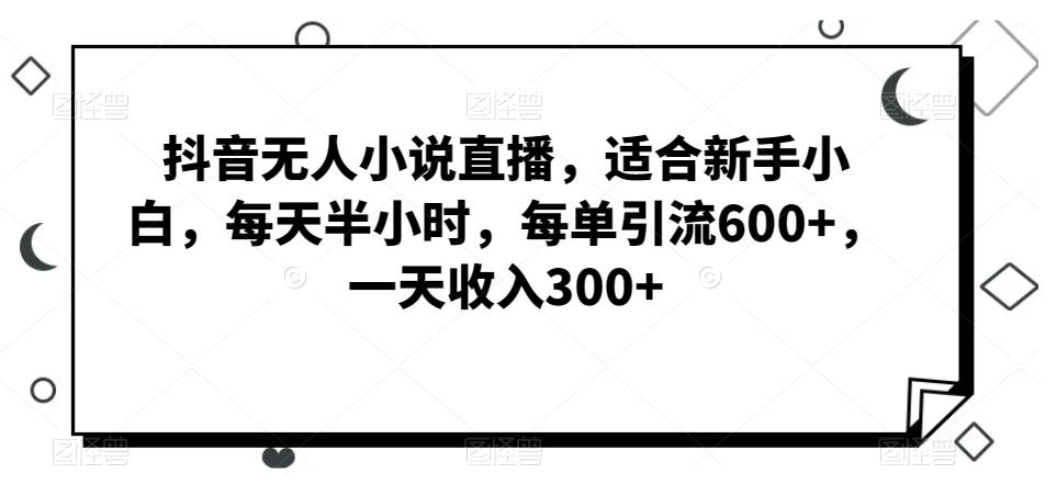 抖音无人小说直播，适合新手小白，每天半小时，每单引流600+，一天收入300+-爱找项目网
