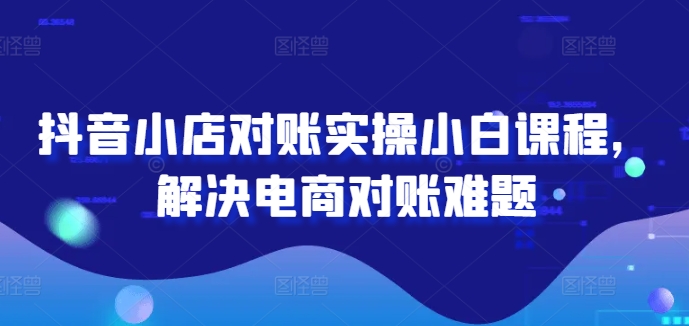 抖音小店对账实操小白课程，解决电商对账难题-爱找项目网