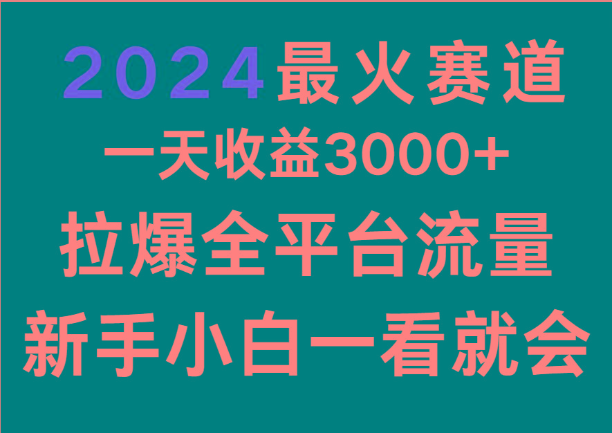 2024最火赛道，一天收一3000+.拉爆全平台流量，新手小白一看就会-爱找项目网
