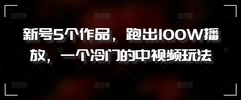 新号5个作品，跑出100W播放，一个冷门的中视频玩法【揭秘】-爱找项目网