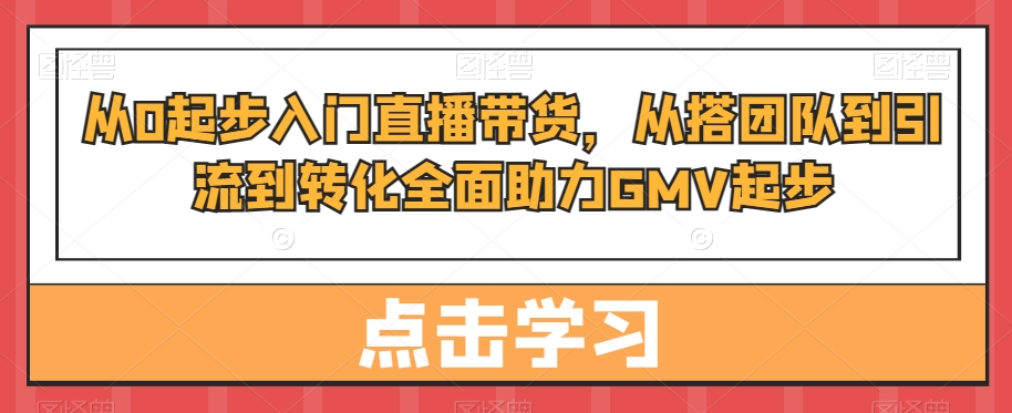 从0起步入门直播带货，​从搭团队到引流到转化全面助力GMV起步-爱找项目网