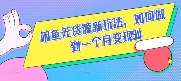 闲鱼无货源新玩法，如何做到一个月变现5W【揭秘】-爱找项目网