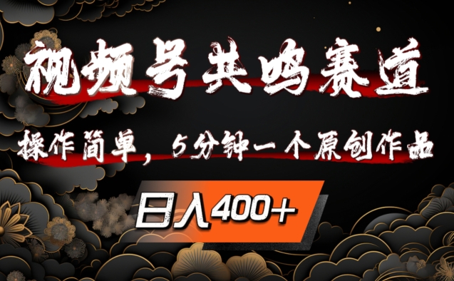视频号共鸣赛道，操作简单，5分钟1个原创作品，日入几张【揭秘】-爱找项目网