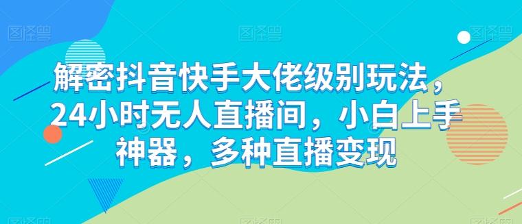 解密抖音快手大佬级别玩法，24小时无人直播间，小白上手神器，多种直播变现【揭秘】-爱找项目网