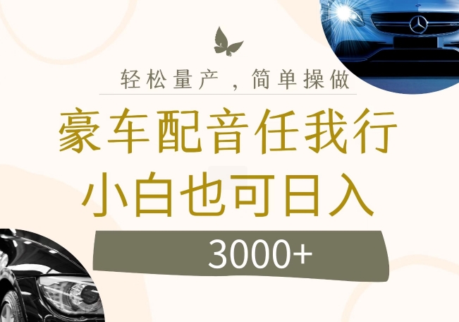 不为人知的暴力小项目，豪车配音，日入几张【揭秘】-爱找项目网
