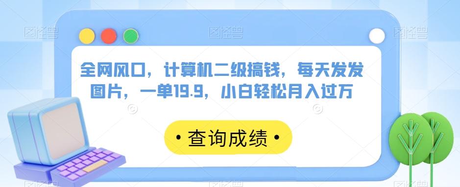 全网风口，计算机二级搞钱，每天发发图片，一单19.9，小白轻松月入过万【揭秘】-爱找项目网