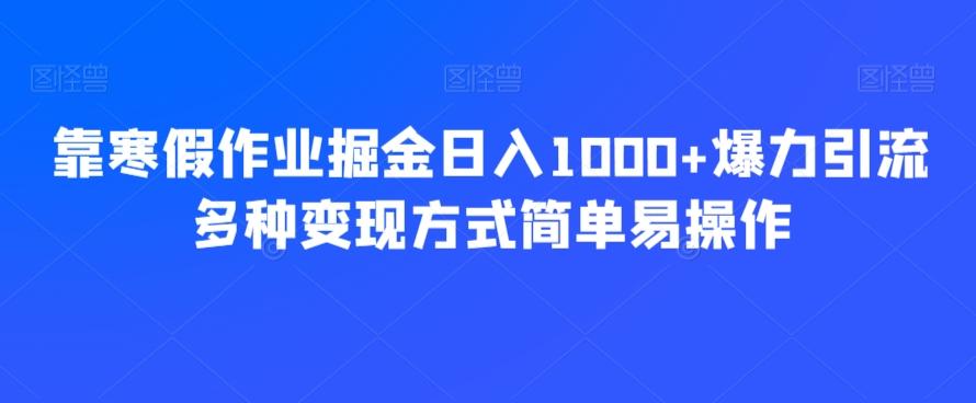 靠寒假作业掘金日入1000+爆力引流多种变现方式简单易操作-爱找项目网