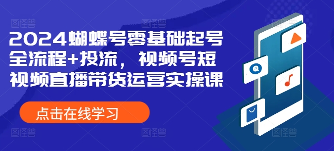 2024蝴蝶号零基础起号全流程+投流，视频号短视频直播带货运营实操课-爱找项目网
