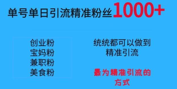 单号单日引流精准粉丝1000+，最为精准引流的方式-爱找项目网