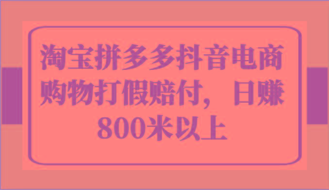 淘宝拼多多抖音电商购物打假赔付，日赚800米以上-爱找项目网