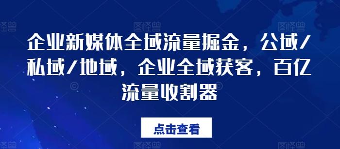 企业新媒体全域流量掘金，公域/私域/地域，企业全域获客，百亿流量收割器-爱找项目网