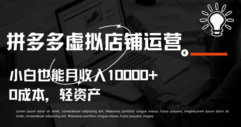 拼多多虚拟店铺运营小白也能月收入10000+【揭秘】-爱找项目网