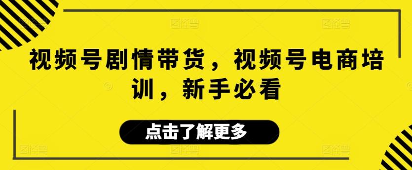 视频号剧情带货，视频号电商培训，新手必看-爱找项目网