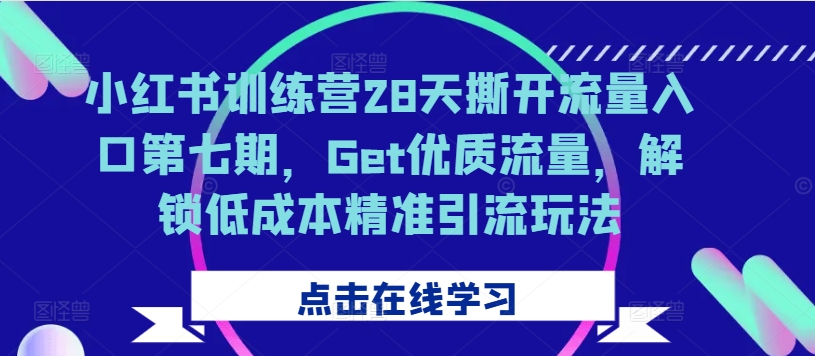 小红书训练营28天撕开流量入口第七期，Get优质流量，解锁低成本精准引流玩法-爱找项目网