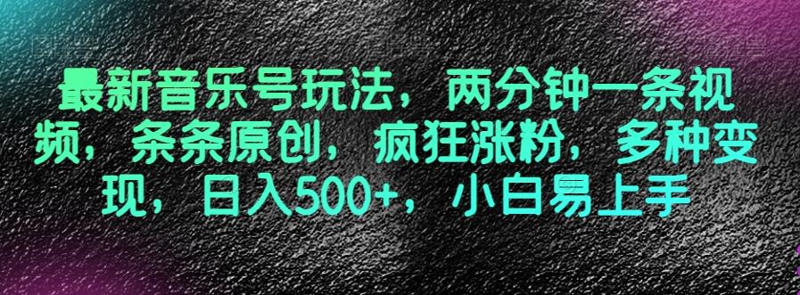 最新音乐号玩法，两分钟一条视频，条条原创，疯狂涨粉，多种变现，日入500+，小白易上手【揭秘】-爱找项目网