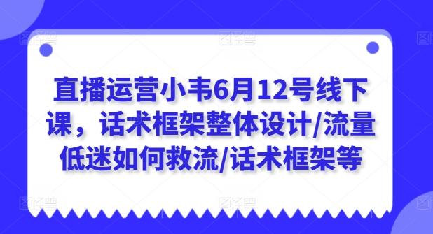 直播运营小韦6月12号线下课，话术框架整体设计/流量低迷如何救流/话术框架等-爱找项目网