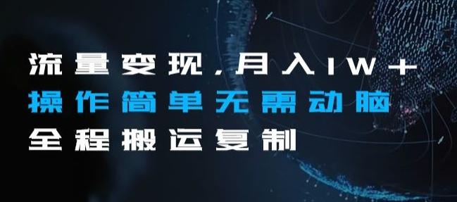 流量变现，月入1W+操作简单无需动脑全程搬运复制【揭秘】-爱找项目网