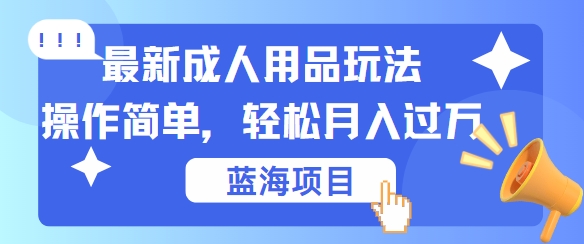 最新成人用品项目玩法，操作简单，动动手，轻松日入几张【揭秘】-爱找项目网
