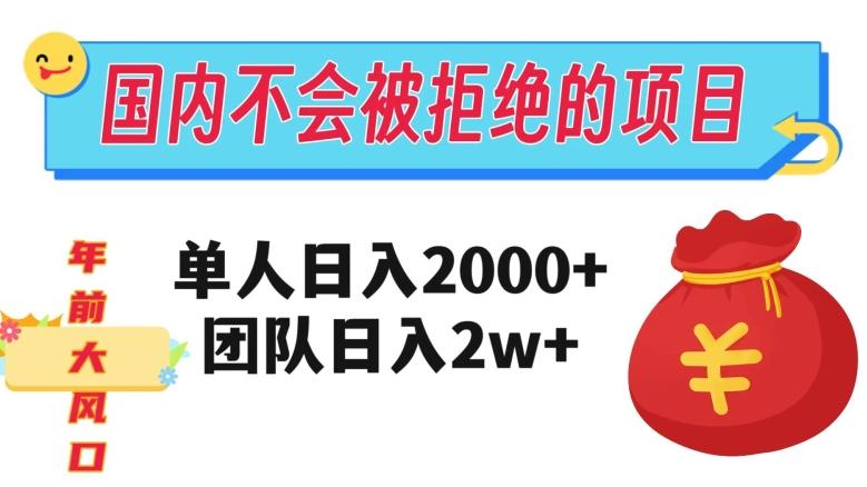 在国内不怕被拒绝的项目，单人日入2000，团队日入20000+【揭秘】-爱找项目网