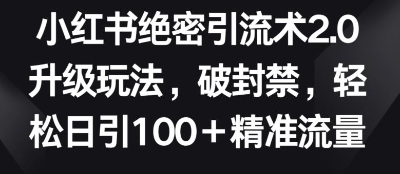 小红书绝密引流术2.0升级玩法，破封禁，轻松日引100+精准流量【揭秘】-爱找项目网