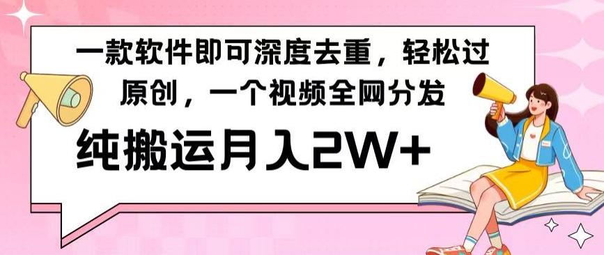 一款软件深度去重，轻松过原创，一个视频全网分发，纯搬运月入2W+-爱找项目网