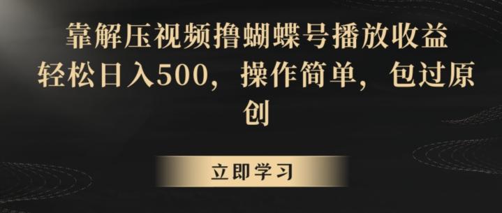 靠解压视频撸蝴蝶号播放收益，轻松日入500，操作简单，包过原创【揭秘】-爱找项目网