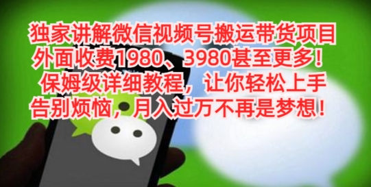 独家讲解微信视频号搬运带货项目，保姆级详细教程-爱找项目网