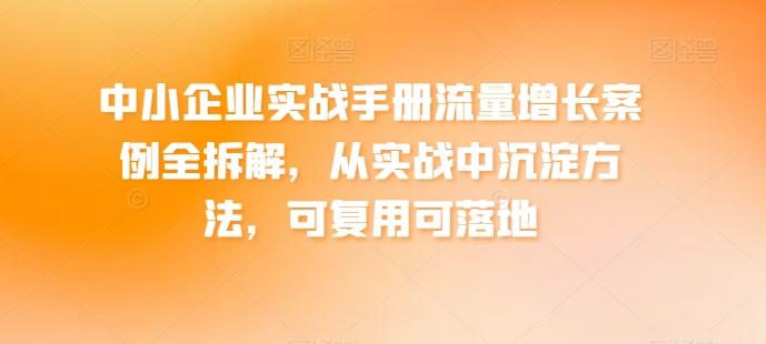 中小企业实战手册流量增长案例全拆解，从实战中沉淀方法，可复用可落地-爱找项目网