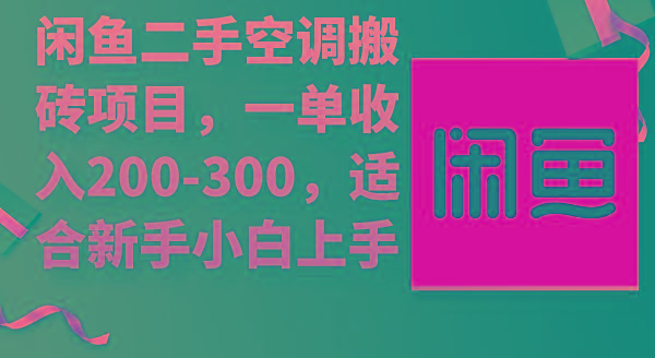 (9539期)闲鱼二手空调搬砖项目，一单收入200-300，适合新手小白上手-爱找项目网