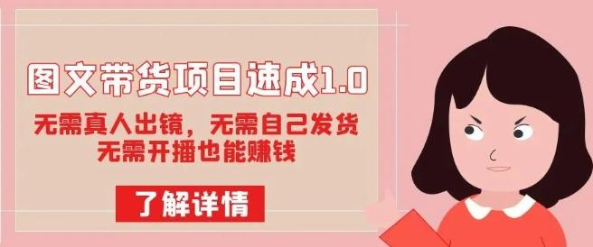 图文带货项目速成1.0：无需真人出镜，无需自己发货，无需开播也能赚钱！-爱找项目网