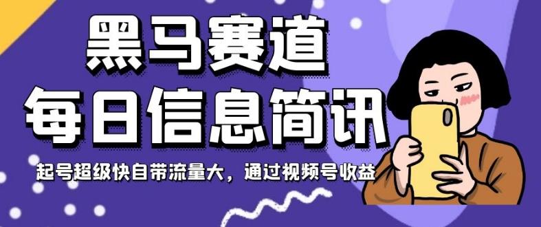 黑马赛道每日信息简讯，起号超级快自带流量大，通过视频号收益【揭秘】-爱找项目网