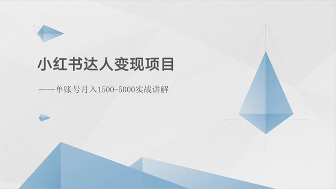 小红书达人变现项目：单账号月入1500-3000实战讲解-爱找项目网