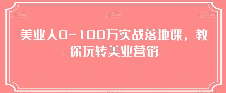 美业人0-100万实战落地课，教你玩转美业营销-爱找项目网