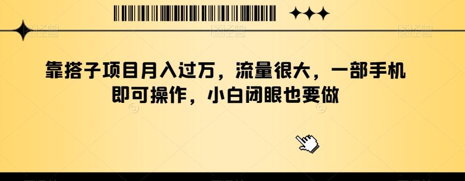 靠搭子项目月入过万，流量很大，一部手机即可操作，小白闭眼也要做-爱找项目网