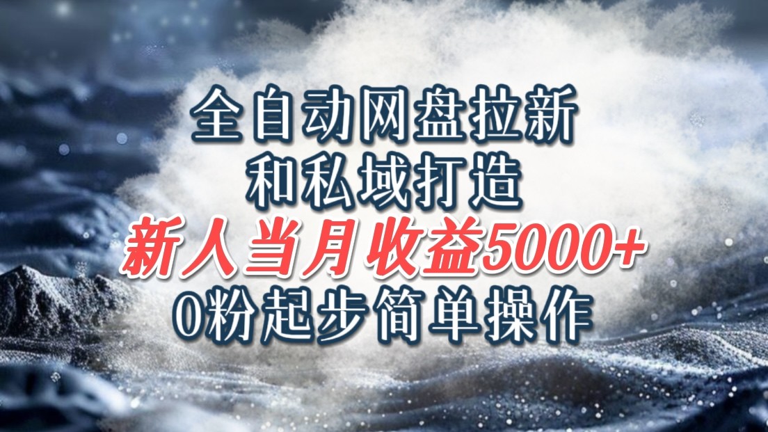 全自动网盘拉新和私域打造，0粉起步简单操作，新人入门当月收益5000以上-爱找项目网