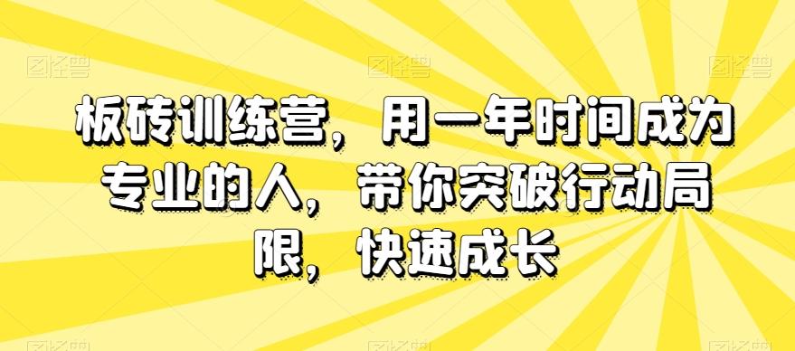 板砖训练营，用一年时间成为专业的人，带你突破行动局限，快速成长-爱找项目网