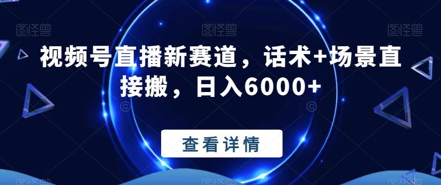 视频号直播新赛道，话术+场景直接搬，日入6000+-爱找项目网